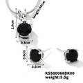 Detailed size parameters for silver necklace and stud earrings set with black gemstones - Black