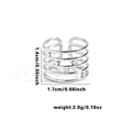 Silver multilayer stainless steel ring with crown design and size dimensions shown - Multi-layer Hollow Dot Style (TYR0625)