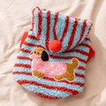 Cozy red and blue striped pet hoodie with cute dachshund embroidery and pom-pom detail - S / 2025 New Blue Dachshund
