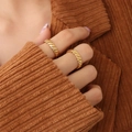 Franse retro 18K vergulde croissant ringen met gevlochten twist textuur design - US 6 / Goud