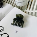 Minimalist forest green hair claw clip for high ponytail made of durable acrylic material - Transparent Grey Green (Medium 4.8cm)