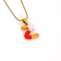 Collana dorata con pendente a lettera Z in smalto colorato arancione e rosa chic - Stile Lettera Z