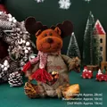 Christmas reindeer gift bag with 28cm plush antlers and linen drawstring candy pouch - Linen Zipper Apple Bag - 3D Reindeer