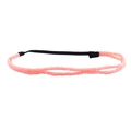 Detail of pink glitter elastic headband with double-strand design on white background - Nude