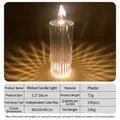 Flickering LED pillar candle with striped texture and romantic warm projection effect - 5.3*16cm Diamond Cut Small without Base