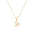 Golden hip-hop pendant necklace featuring a white enamel circle with the letter Q - Letter Q