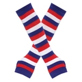 Red white and blue striped long fingerless gloves in high-elastic knit fabric - Blue White Red Stripe