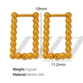 Minimalist gold beaded rectangular earrings in durable polished stainless steel - Rectangular Beaded Style (EH278) / Gold