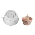 Striped cupcake-style silicone candle holder mold with pink finished plaster craft piece - Round Striped Candle Holder