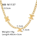 Dimensioni della collana a maglie X placcata oro 18k con lunghezza 40cm più 5cm - Collana con Design a Forma di X e Trama a Corda (NB-N1137) / Oro 18K