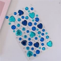 3D self-adhesive blue heart and round crystal stickers for DIY decorative scrapbooking - No.3 Blue Series