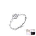 Minimalistischer S925 Sterlingsilber Ring mit herzförmigem Moissanit-Zentrumstein - US Größe 5 / Silber