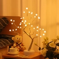 Golden LED tree light with 36 warm white pearls and touch switch base for home decor - 36L Artificial Pearl Gold Branch Warm Light (Dual Use)