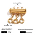Cierre de collar multicapa de acero inoxidable chapado en oro de 18 quilates con medidas - Conector Dorado de 3 Filas (JDP0304001-3)