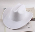 Classic white wool felt fedora with wavy wide brim shown on minimalist magazines - One Groove With Rope / White