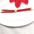 Detail of red Milan cord bracelet with 18k gold plated beads and adjustable slider buckle - Red