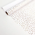 White gift wrapping paper roll with gold bronzing heart patterns and metallic finish - Gold Foil Stamped Hearts; 43CM*3M
