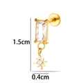 Gouden roestvrijstalen labret piercing met rechthoekige zirkoon en ster hanger - Rechthoekige Zirconia Sterhanger Stijl (2630-11#) / Goud