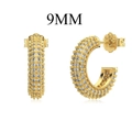 9MM S925 silver bow stud earrings with water drop pendant in gold and pavé diamonds - Pave Hoop Earrings(DY110301-S-G-NO#9) / 9mm / Gold White Zirconia