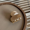 Elegante pinza per capelli a forma di cuore in acetato marrone ambra con scritte oro - Cuore Caffellatte