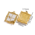 Window-shaped stainless steel pendant in gold and white finish, size 26.5x20mm - Window Frame Style Pendant (Z2360GD) / White