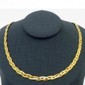 Flat braided snake chain necklace in golden finish made of durable titanium steel - 3-Strand 40cm Gold Necklace