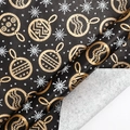 Premium black Christmas wrapping paper with golden ornaments and silver snowflake patterns - Bell Black Background (0.43*10M)