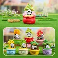 Panda figurines set with Get Rich text on colorful decorative bases - 0249 Panda Spinning Pot Fun Box 6 / Full Box Set