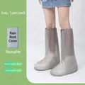 Couvre-chaussures gris imperméables réutilisables, hauteur 48 cm avec bande élastique - Couvre-chaussure Haut (Emballage Individuel) / Gris thé