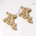 Minimalist irregular gold pleated stainless steel stud earrings for women in a pair - Gold