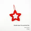 Red and white double-layer felt star ornament for DIY Christmas tree decoration, 10x10cm - Double Layer Star
