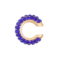 Golden C-shaped ear cuff featuring sparkling blue faceted rhinestones for non-pierced ears - 1.3cm Outer Diameter / KC Gold - Dark Blue (2171)