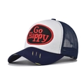 Cappellino da baseball vintage Go Happy ricamato in blu navy e bianco lavato - Regolabile / Blu navy