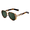 Retro pilot sunglasses with tortoiseshell frames, green lenses and gold double bridge - Tortoise Gold Frame G15 Green Lens