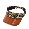 Leopard print visor with translucent brown PVC brim for sun protection, top view on white - Leopard Print