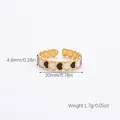 Detail showing 4.6mm width and dimensions of gold heart-patterned steel ring - Black and White Heart (JZ21398B)