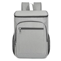 Mochila de picnic aislada gris con gran capacidad y bolsillos laterales de malla para exterior - Gris