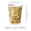 Detailed size chart for 10PCS straw pattern paper cups with precise dimensions in inches - Paper Cups 10PCS (Haystack)