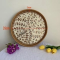 35cm round rattan tray with inlaid shell pattern for snack and fruit storage - Wicker Gold Leaf / Large 35*3cm
