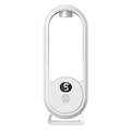 Minimalist white bladeless fan with LED display showing digital speed level five - 5-Speed Digital Display Machine