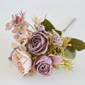 Artificial rose bouquet in Morandi purple and pink silk for elegant home decor - Purple