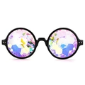 Close-up of black kaleidoscope party glasses with rainbow faceted prism lenses - Black