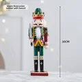 Schiaccianoci soldato in legno da 30 cm con corona dorata e spada per Natale - Spadaccino Schiaccianoci Verde-30cm