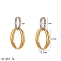 Irregular stainless steel earrings dimensions and weight of 7g on white background - Two-tone Spliced Oval Pendant Style (TE60554-M)