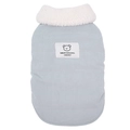 Lichtblauwe corduroy huisdiervest met witte fleece kraag en schattige beer borduurwerk - S / Blauw