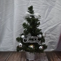 Mini silver themed Christmas tree decoration with ribbons and balls in a silver pot - 30cm / Silver