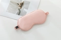 Pink silk eye mask with elastic headband for light blocking and sleep comfort - Pale Rose Red