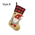 Christmas gnome stocking with red black plaid pattern burlap gift bag for holiday Style B - Style B