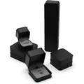 Matte black jewelry box set with grey velvet interior for rings and pendants - Long Necklace Box / Black