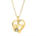 Golden heart necklace with Mom lettering and love you engraving for Mother's Day - Gold Projection Style (K-1024)